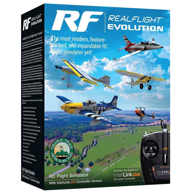 برنامج REALFLIGHT Evolution RC Flight Simulator مع وحدة تحكم Interlink DX متضمنة محاكيات RFL2000 Air/Heli المتوافقة مع سماعات الرأس VR وخيارات متعددة اللاعبين عبر الإنترنت - Image 3